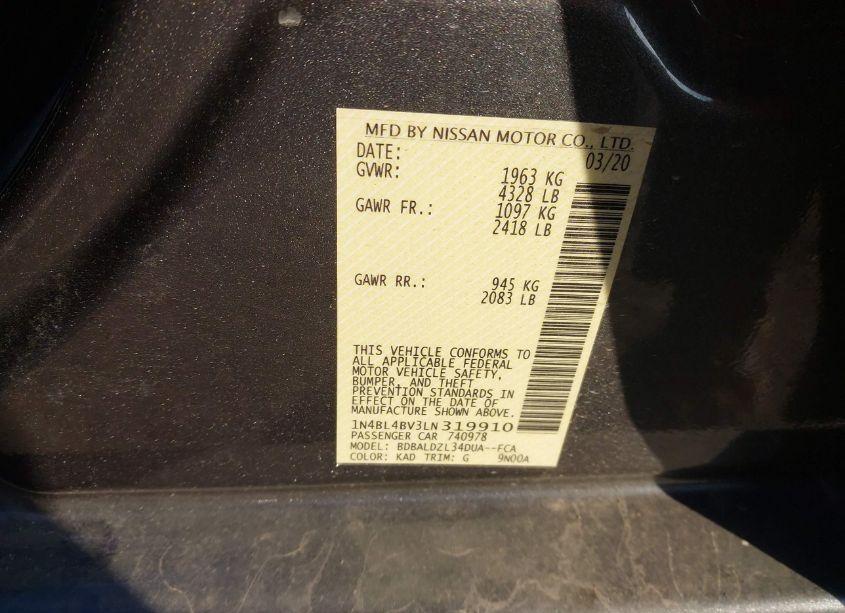 Photo 9 of 2020 Nissan Altima S FWD (VIN 1N4BL4BV3LN319910)