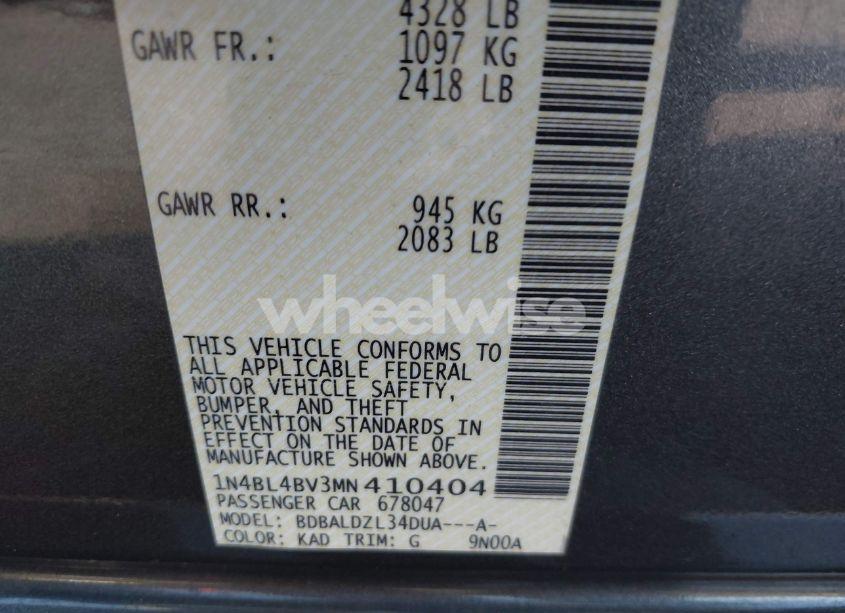 Photo 9 of 2021 Nissan Altima S FWD (VIN 1N4BL4BV3MN410404)