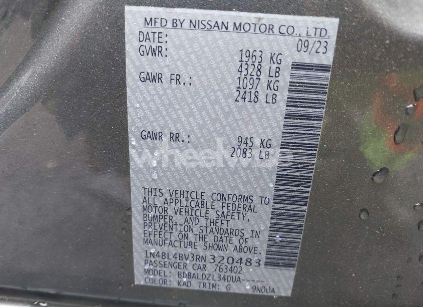 Photo 9 of 2024 Nissan Altima S FWD (VIN 1N4BL4BV3RN320483)