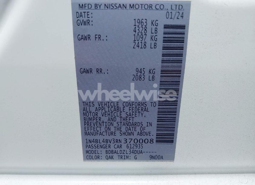 Photo 9 of 2024 Nissan Altima S FWD (VIN 1N4BL4BV3RN370008)