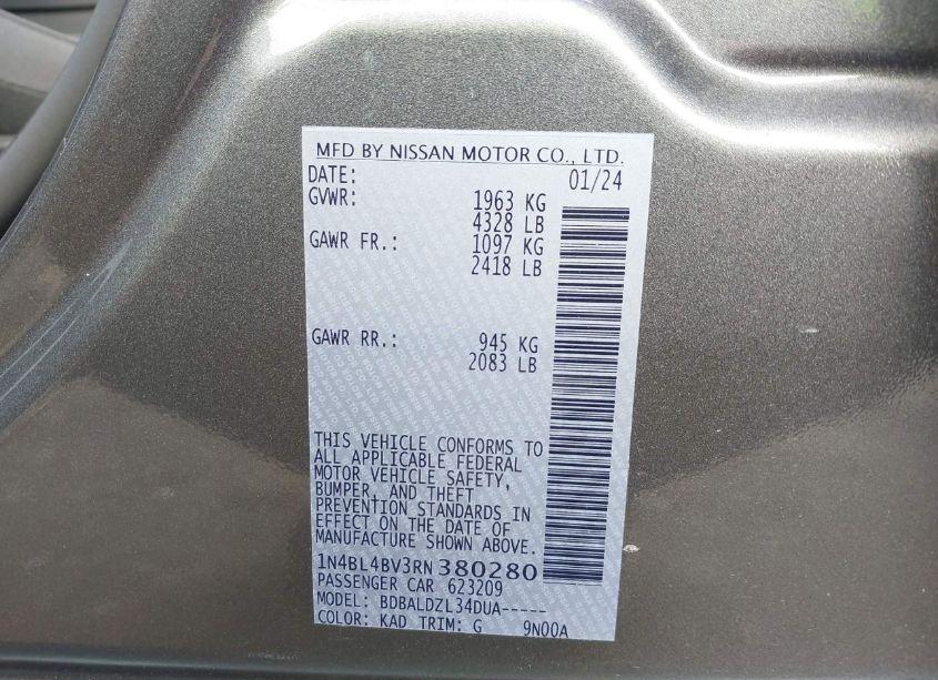 Photo 9 of 2024 Nissan Altima S FWD (VIN 1N4BL4BV3RN380280)