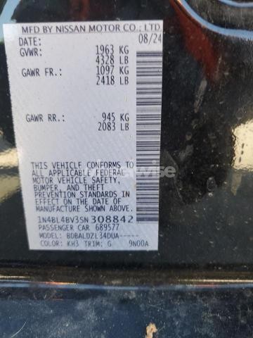 Photo 4 of 2025 NISSAN ALTIMA S (VIN 1N4BL4BV3SN308842)