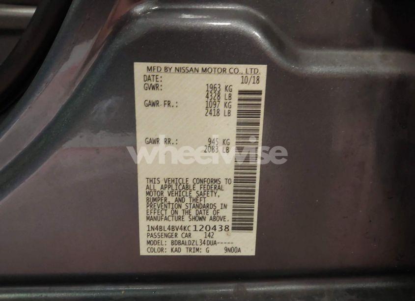 Photo 9 of 2019 Nissan Altima 2.5 S (VIN 1N4BL4BV4KC120438)