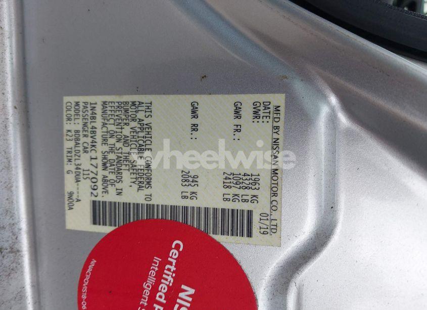 Photo 9 of 2019 Nissan Altima 2.5 S (VIN 1N4BL4BV4KC177092)