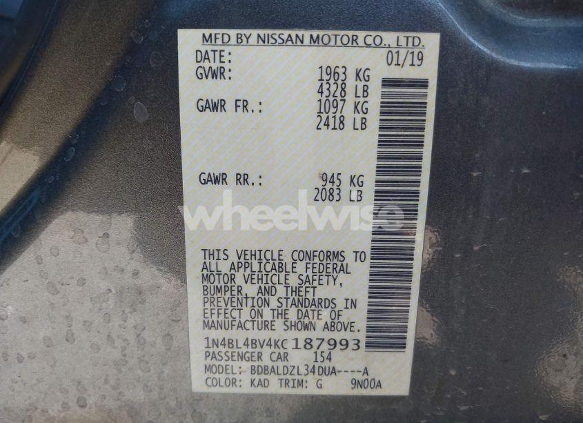 Photo 9 of 2019 Nissan Altima 2.5 S (VIN 1N4BL4BV4KC187993)