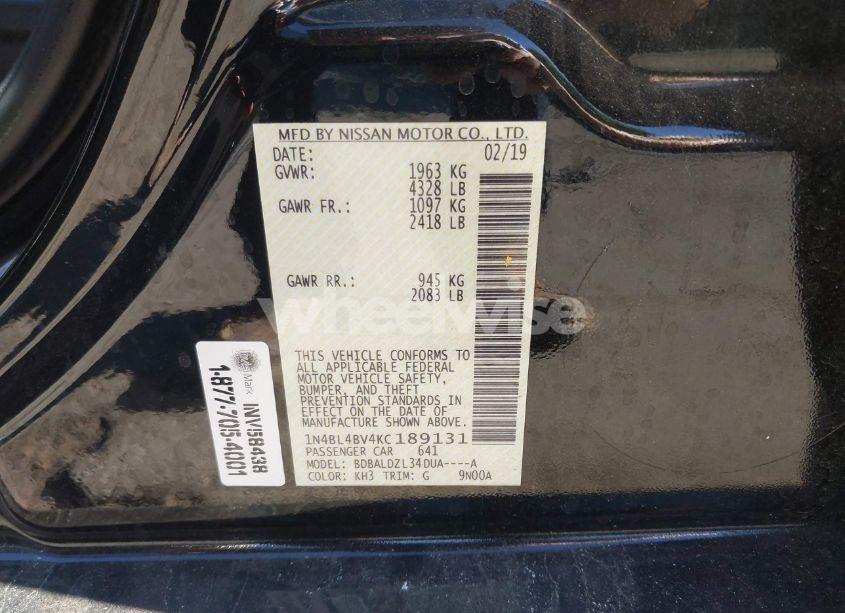 Photo 9 of 2019 Nissan Altima 2.5 S (VIN 1N4BL4BV4KC189131)