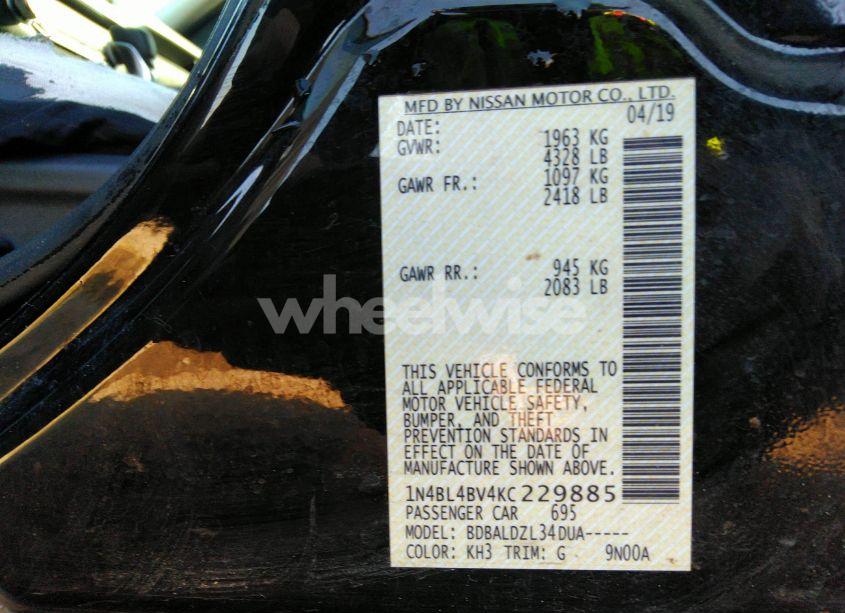 Photo 9 of 2019 Nissan Altima 2.5 S (VIN 1N4BL4BV4KC229885)