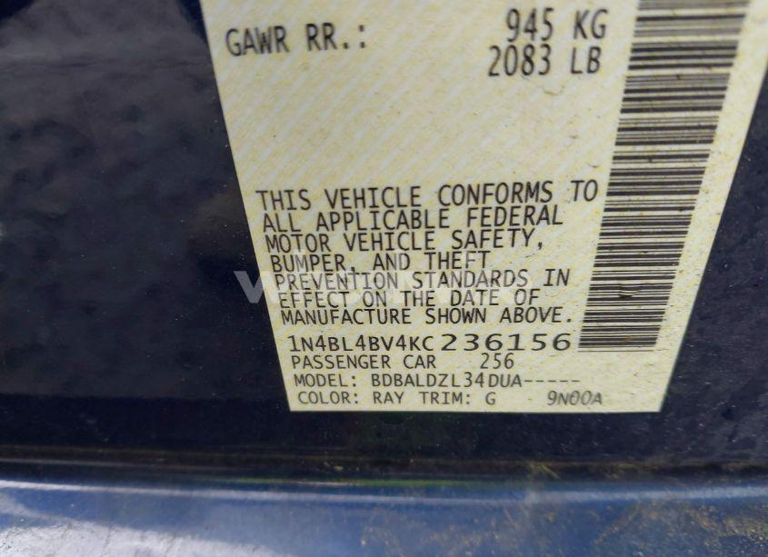 Photo 9 of 2019 Nissan Altima 2.5 S (VIN 1N4BL4BV4KC236156)