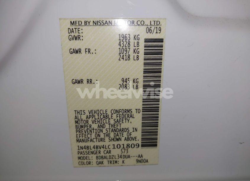 Photo 9 of 2020 Nissan Altima S FWD (VIN 1N4BL4BV4LC101809)