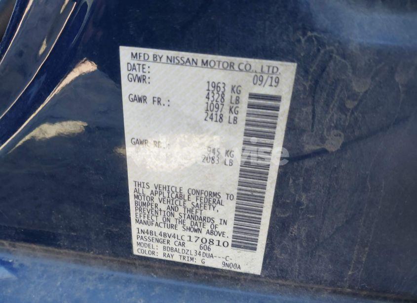 Photo 8 of 2020 Nissan Altima S FWD (VIN 1N4BL4BV4LC170810)