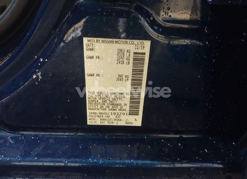 Photo 9 of 2020 Nissan Altima S FWD (VIN 1N4BL4BV4LC193293)