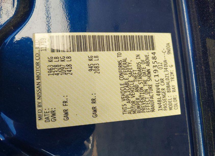 Photo 9 of 2020 Nissan Altima S FWD (VIN 1N4BL4BV4LC193584)