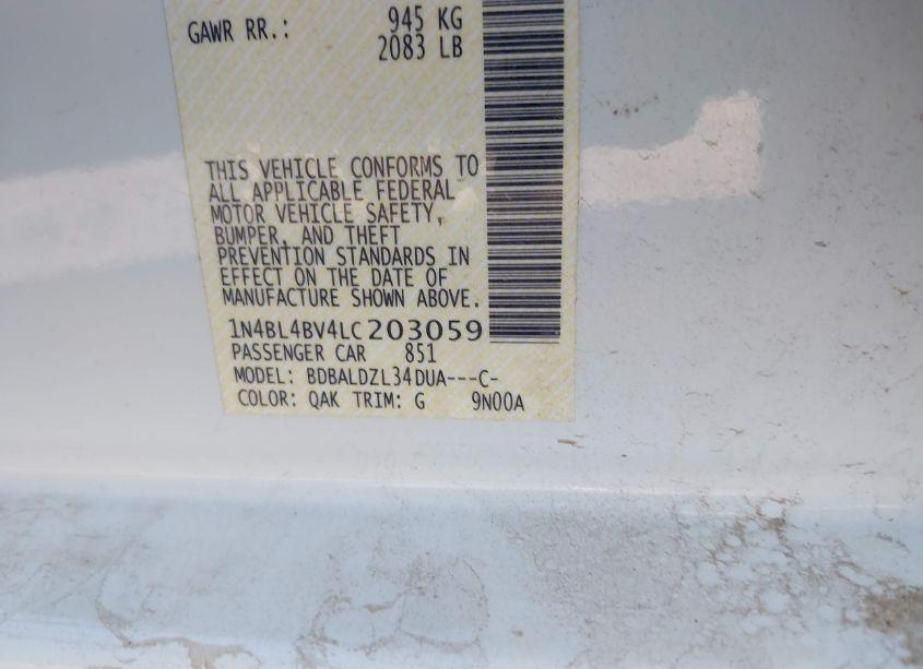 Photo 9 of 2020 Nissan Altima S FWD (VIN 1N4BL4BV4LC203059)