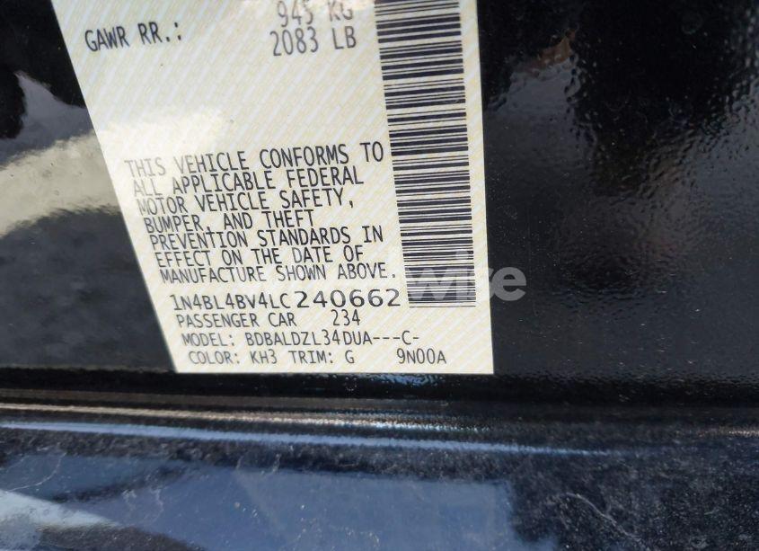 Photo 9 of 2020 Nissan Altima S FWD (VIN 1N4BL4BV4LC240662)