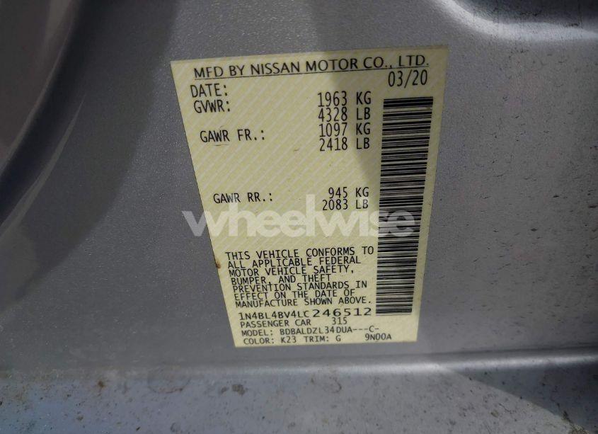 Photo 9 of 2020 Nissan Altima S FWD (VIN 1N4BL4BV4LC246512)