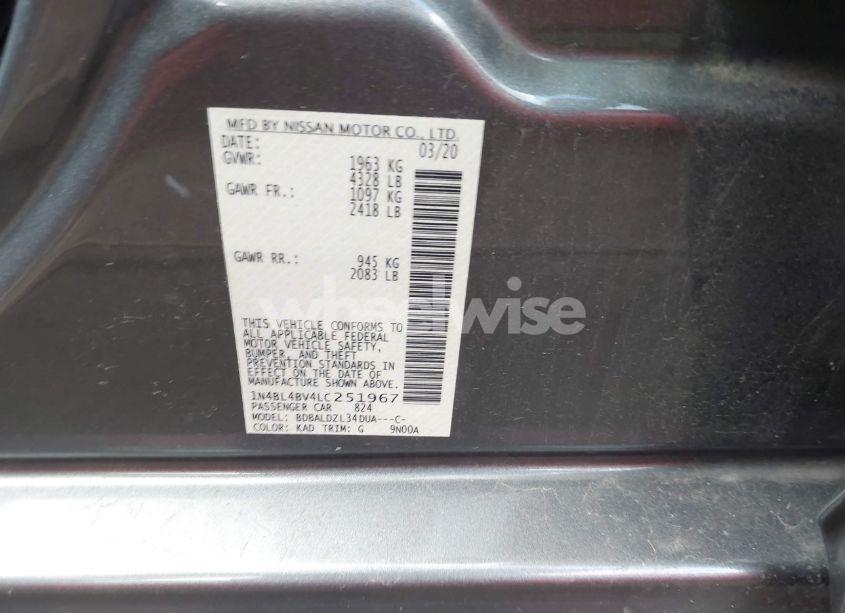 Photo 9 of 2020 Nissan Altima S FWD (VIN 1N4BL4BV4LC251967)