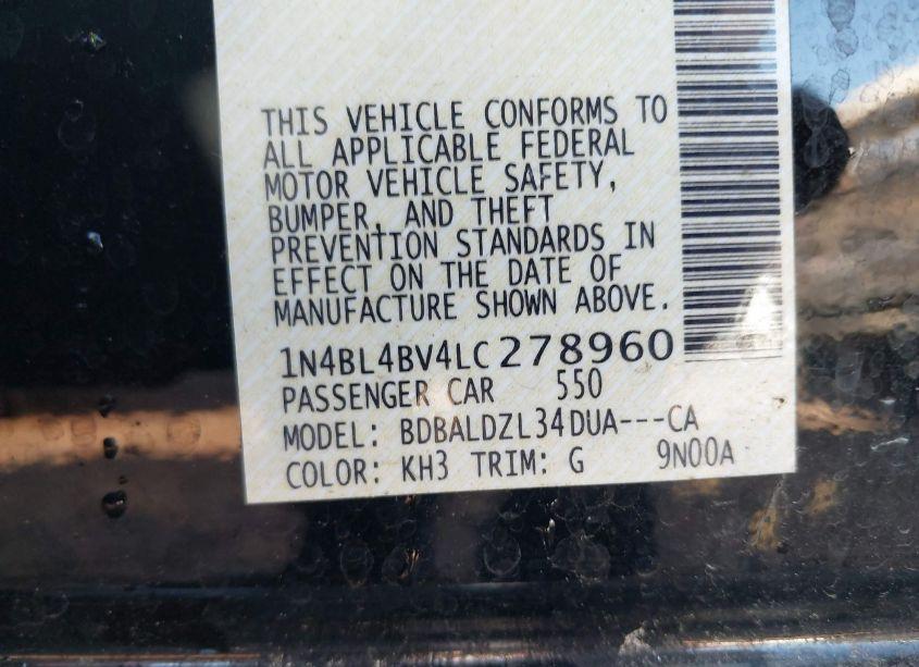 Photo 9 of 2020 Nissan Altima S FWD (VIN 1N4BL4BV4LC278960)