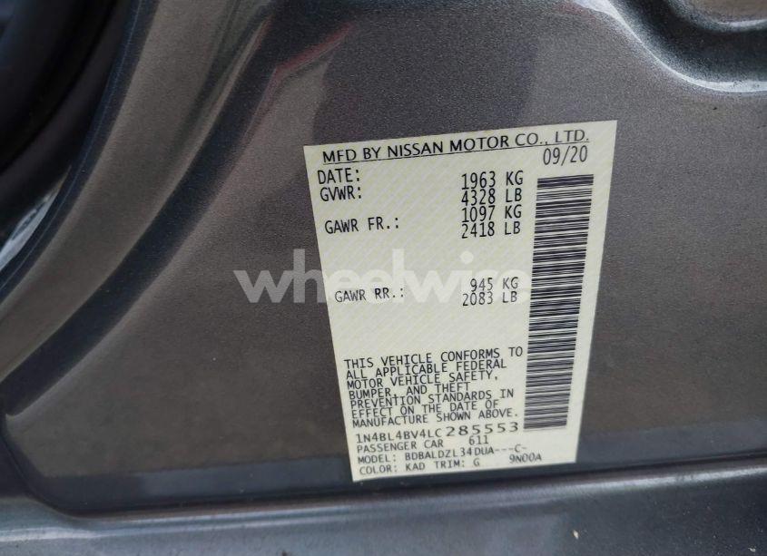 Photo 9 of 2020 Nissan Altima S FWD (VIN 1N4BL4BV4LC285553)