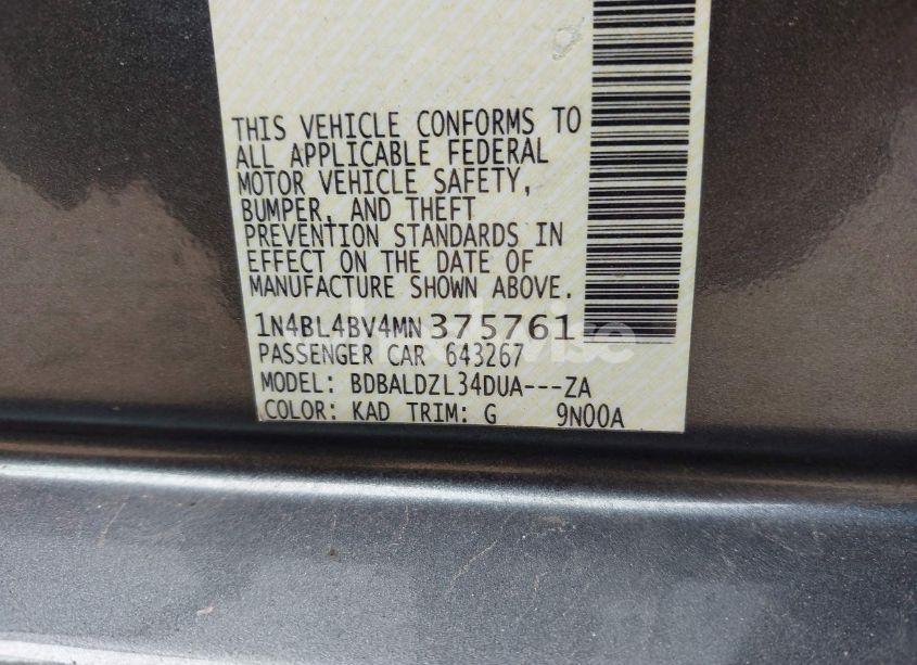 Photo 9 of 2021 Nissan Altima S FWD (VIN 1N4BL4BV4MN375761)