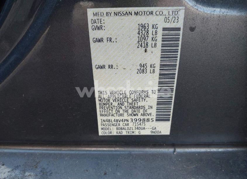 Photo 9 of 2023 Nissan Altima S FWD (VIN 1N4BL4BV4PN399885)