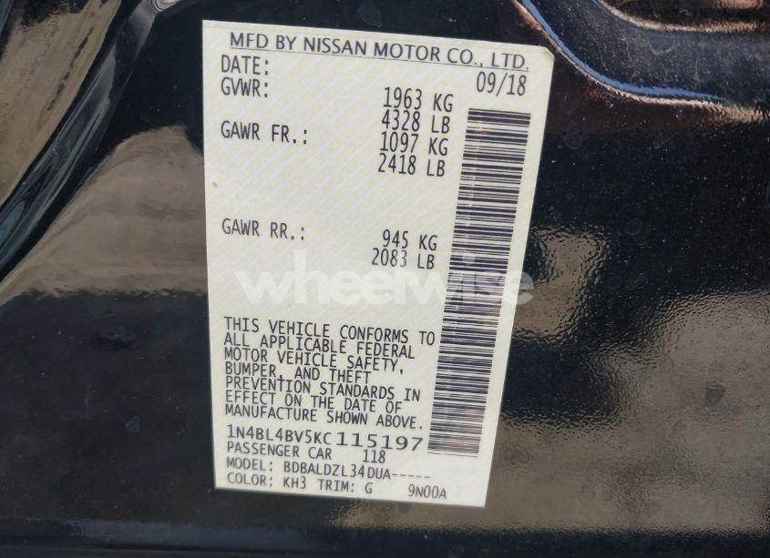 Photo 9 of 2019 Nissan Altima 2.5 S (VIN 1N4BL4BV5KC115197)