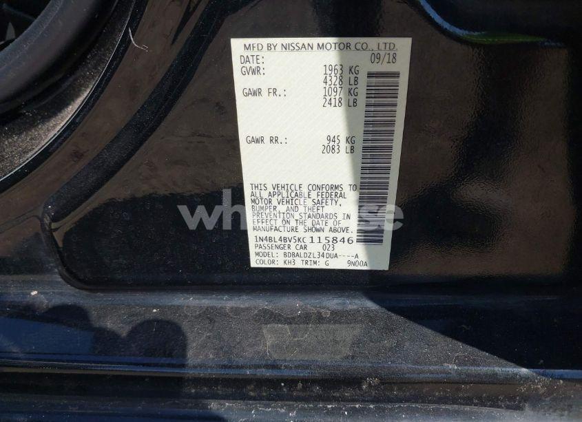 Photo 9 of 2019 Nissan Altima S (VIN 1N4BL4BV5KC115846)