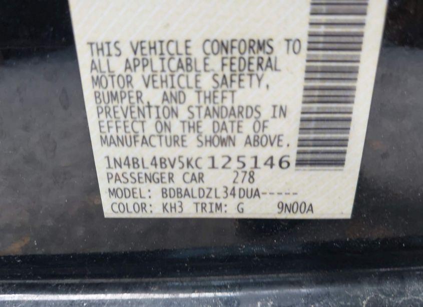 Photo 9 of 2019 Nissan Altima 2.5 S (VIN 1N4BL4BV5KC125146)