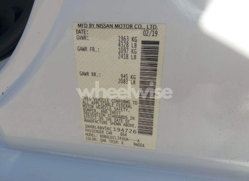 Photo 9 of 2019 Nissan Altima 2.5 S (VIN 1N4BL4BV5KC194726)