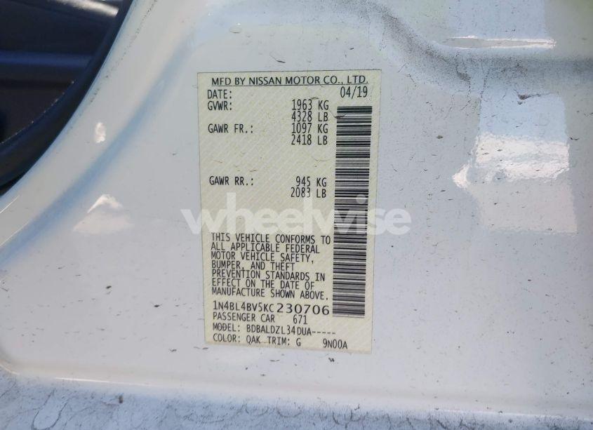 Photo 9 of 2019 Nissan Altima 2.5 S (VIN 1N4BL4BV5KC230706)