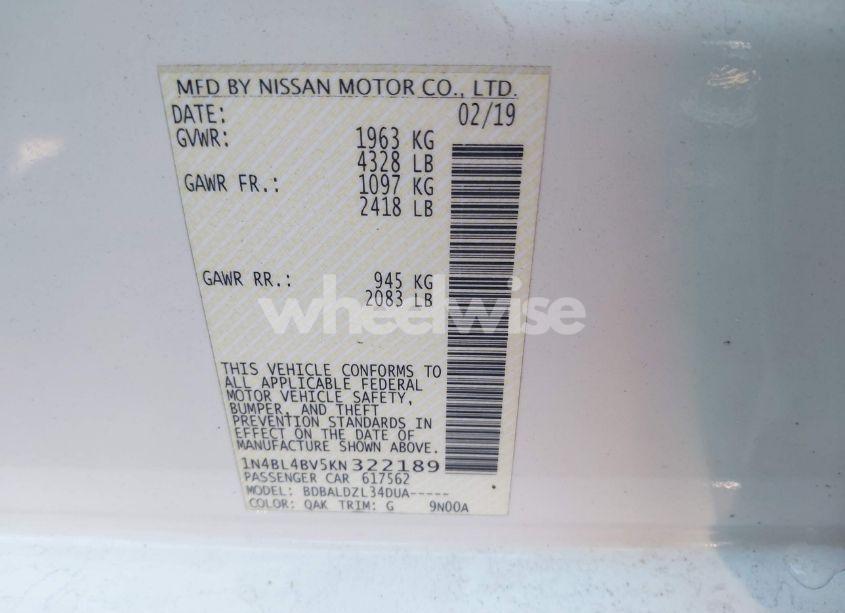 Photo 9 of 2019 Nissan Altima 2.5 S (VIN 1N4BL4BV5KN322189)