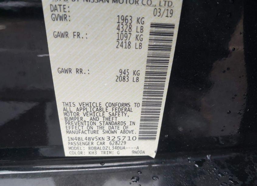 Photo 9 of 2019 Nissan Altima 2.5 S (VIN 1N4BL4BV5KN325710)