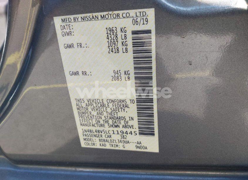 Photo 9 of 2020 Nissan Altima S FWD (VIN 1N4BL4BV5LC119445)