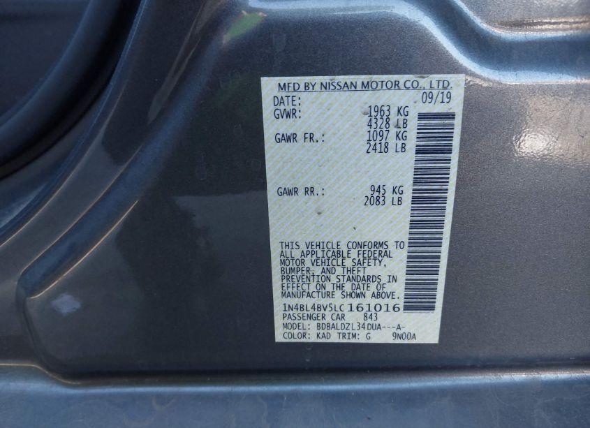 Photo 9 of 2020 Nissan Altima S FWD (VIN 1N4BL4BV5LC161016)