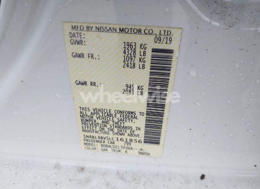 Photo 9 of 2020 Nissan Altima S FWD (VIN 1N4BL4BV5LC161856)