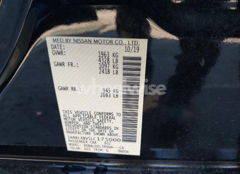 Photo 9 of 2020 Nissan Altima S FWD (VIN 1N4BL4BV5LC175000)
