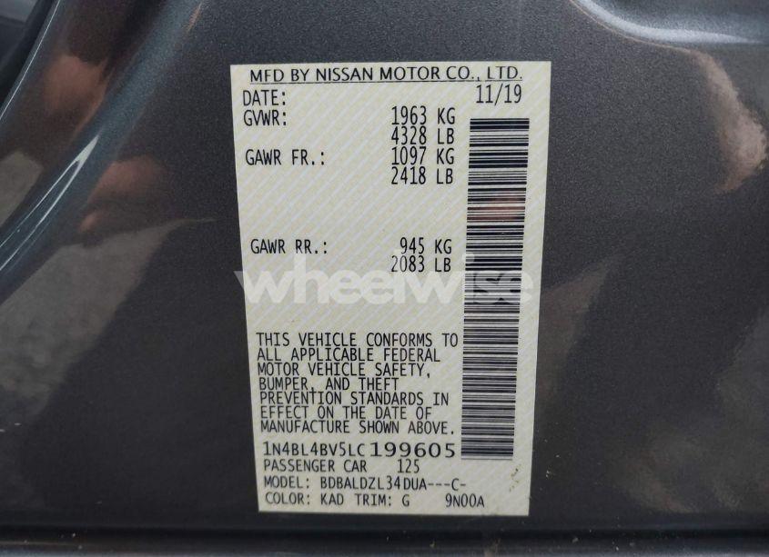 Photo 9 of 2020 Nissan Altima S FWD (VIN 1N4BL4BV5LC199605)