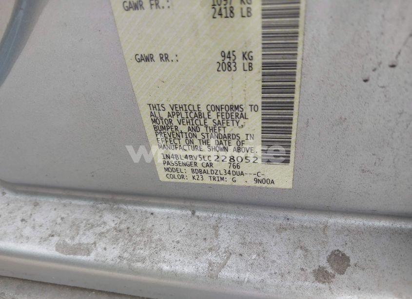 Photo 9 of 2020 Nissan Altima S FWD (VIN 1N4BL4BV5LC228052)