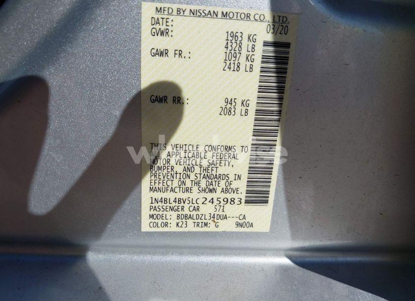 Photo 9 of 2020 Nissan Altima S FWD (VIN 1N4BL4BV5LC245983)