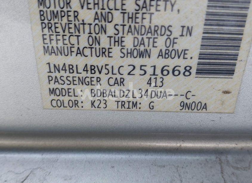 Photo 9 of 2020 Nissan Altima S FWD (VIN 1N4BL4BV5LC251668)