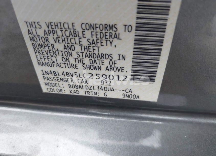 Photo 9 of 2020 Nissan Altima S FWD (VIN 1N4BL4BV5LC259012)