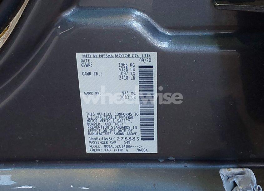 Photo 9 of 2020 Nissan Altima S FWD (VIN 1N4BL4BV5LC278885)