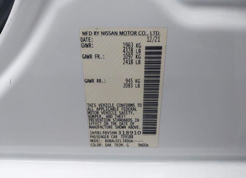 Photo 9 of 2022 Nissan Altima S FWD (VIN 1N4BL4BV5NN318910)