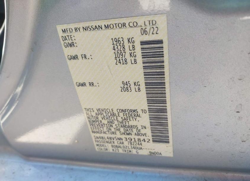 Photo 9 of 2022 Nissan Altima S FWD (VIN 1N4BL4BV5NN391842)