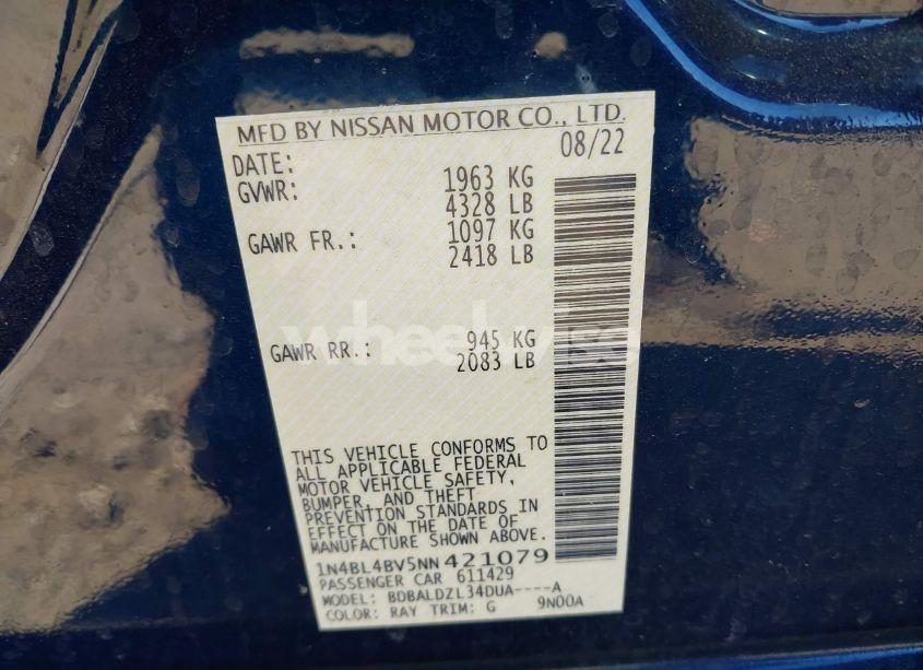 Photo 9 of 2022 Nissan Altima S FWD (VIN 1N4BL4BV5NN421079)