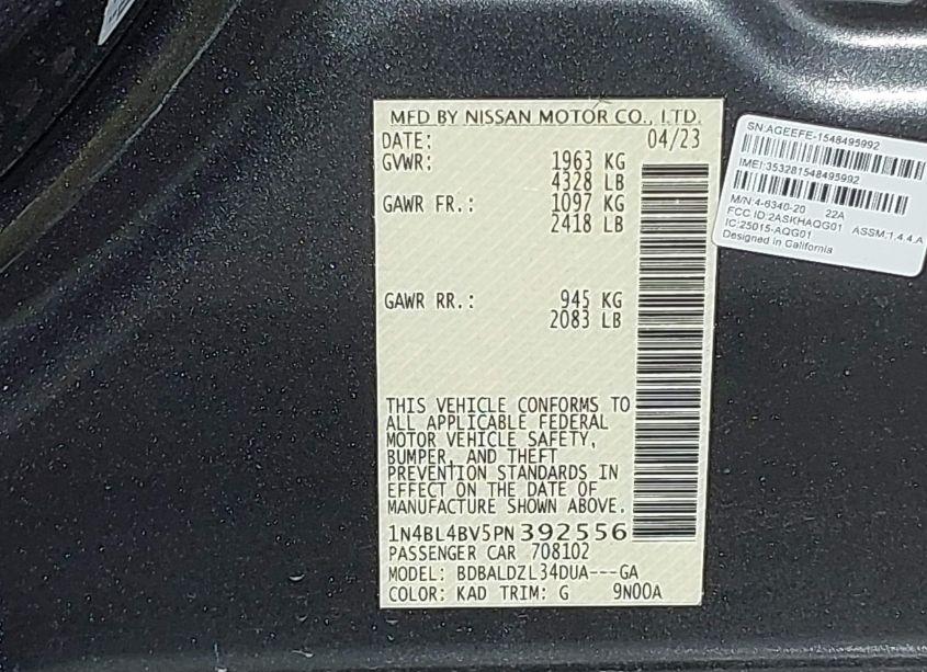 Photo 9 of 2023 Nissan Altima S FWD (VIN 1N4BL4BV5PN392556)