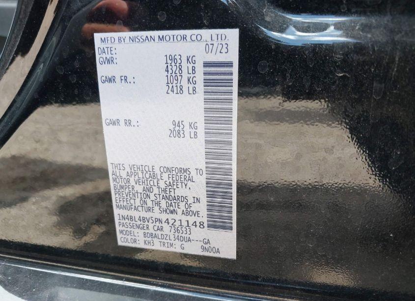 Photo 9 of 2023 Nissan Altima S FWD (VIN 1N4BL4BV5PN421148)