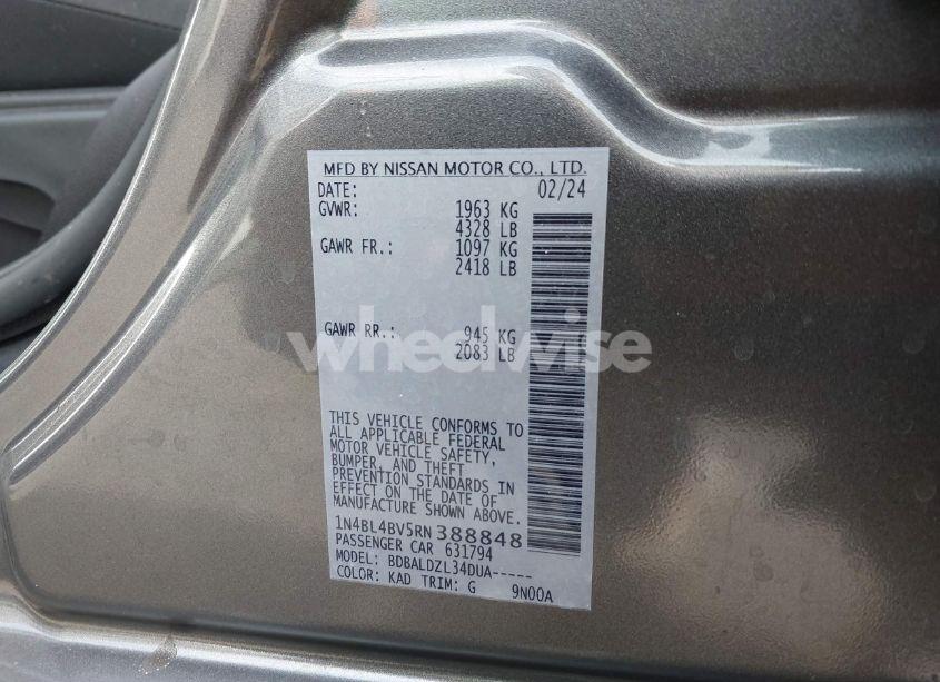 Photo 9 of 2024 Nissan Altima S FWD (VIN 1N4BL4BV5RN388848)