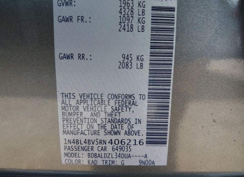 Photo 9 of 2024 Nissan Altima S FWD (VIN 1N4BL4BV5RN406216)