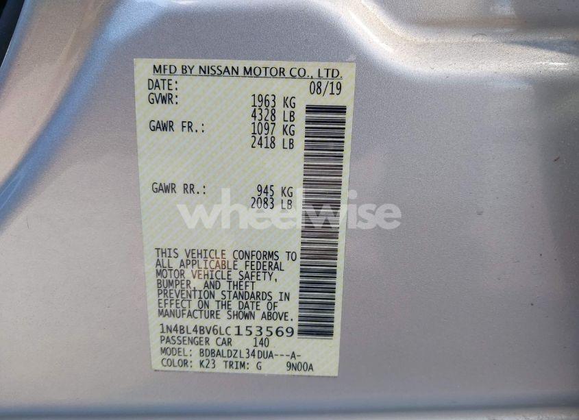 Photo 9 of 2020 Nissan Altima S FWD (VIN 1N4BL4BV6LC153569)