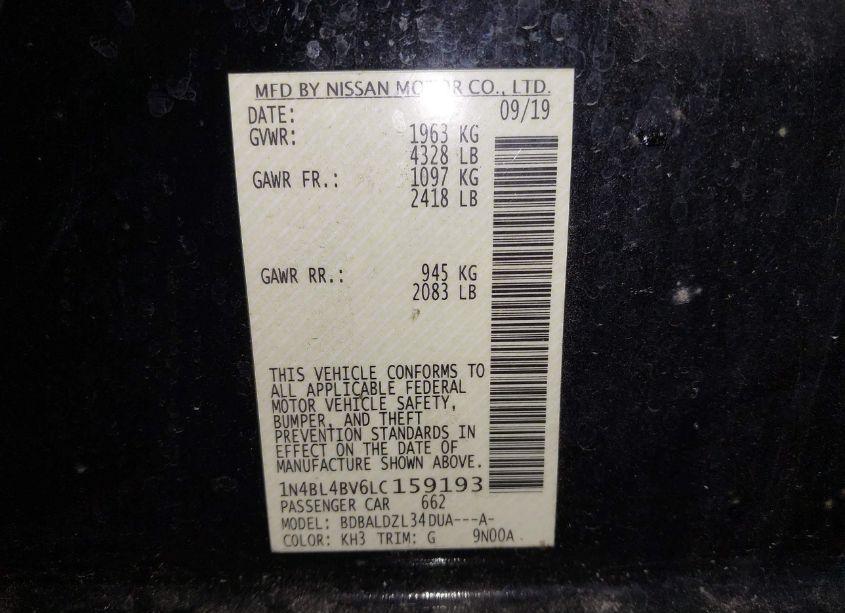 Photo 9 of 2020 Nissan Altima S FWD (VIN 1N4BL4BV6LC159193)